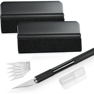 Folierungs-Werkzeug-Set mit Präzisionsmesser und Folienrakel (Schwarz)